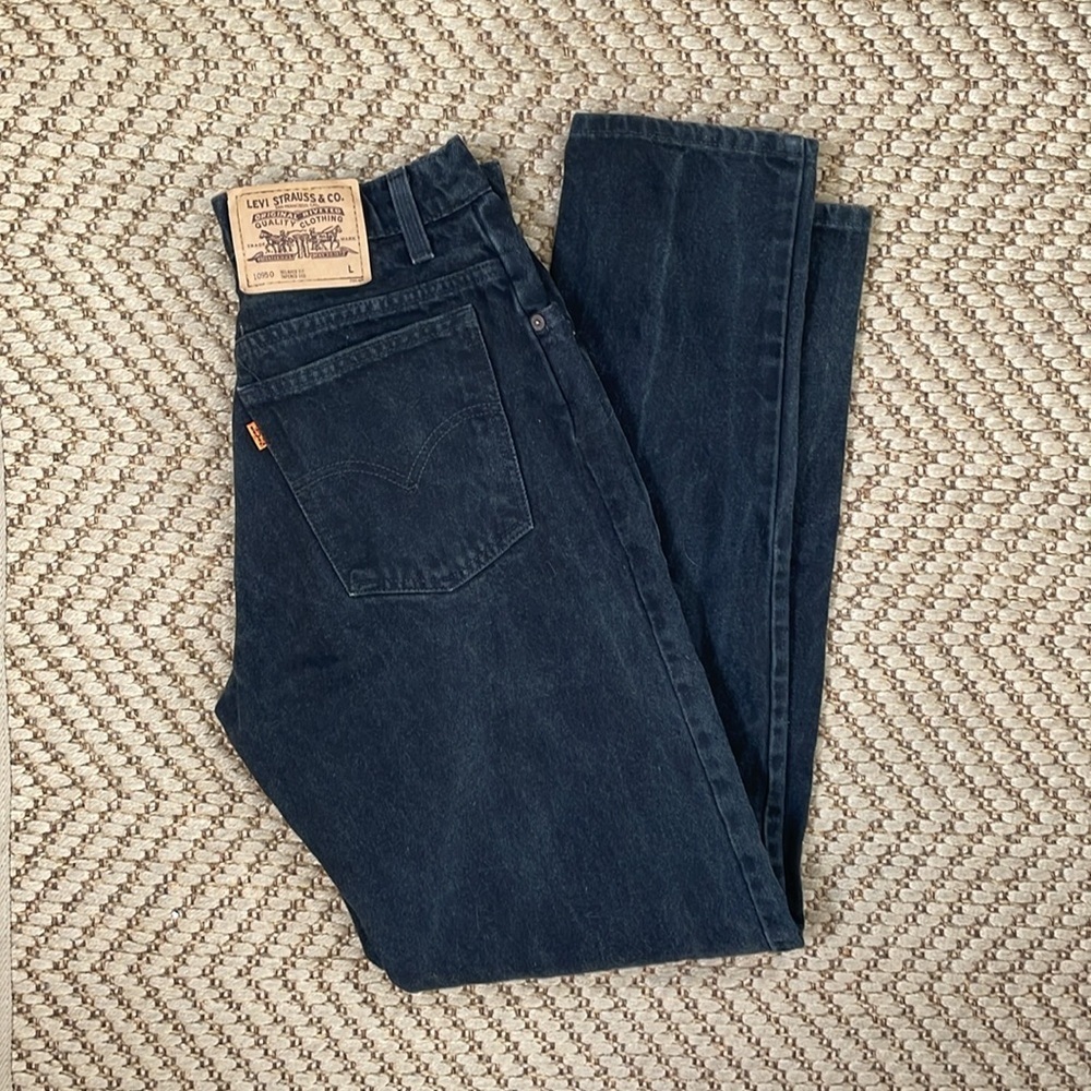 Levi's - 950 Vintage 90s Denim Orange Tab Relaxed Fit Tapered Leg Black 11 Long